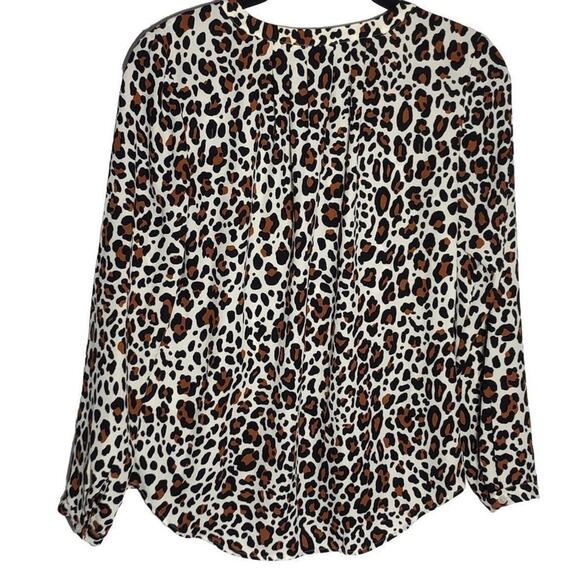 Talbots Slouchy Leopard Print Blouse Small Petite Brown Black Cream Multicolor - Picture 2 of 12
